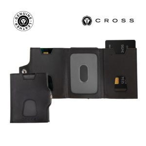 CROSS Soft Grain Leather 6CC Trifold Compact Wallet - Black