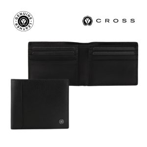 CROSS Pebble Leather 8CC Classic Fold Wallet - Black
