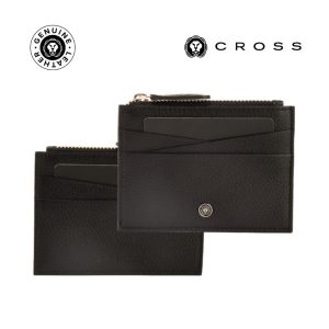 CROSS Pebble Leather Ladies' 6CC Zip Card Holder - Black