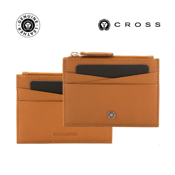 CROSS Pebble Leather Ladies' 6CC Zip Card Holder - Mocha