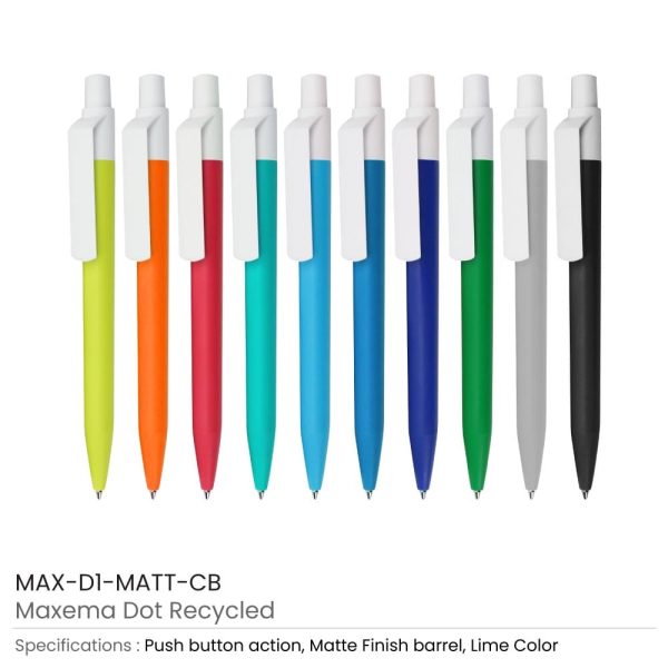 Matt Custom Printed Pens with White Clip