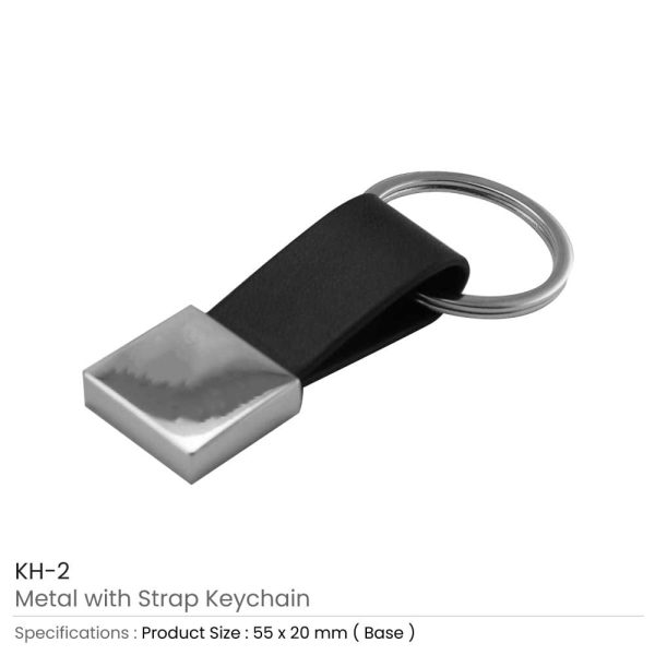 Metal Branded Keychains with Strap