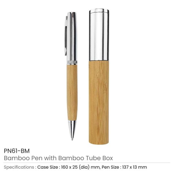 Metal and Bamboo Pens with Tube Box