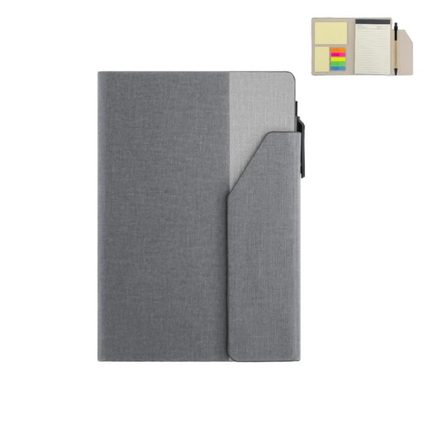 NBGL-5415-CARLO-Giftology-Notepad-with-Pen-and-Sticky-Note-Greyunique0470141 CARLO - Giftology Notepad with Pen and Sticky Note - Grey