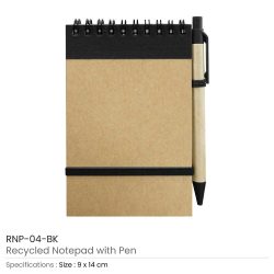 Notepads-with-Pen-RNP-04-BK-250x250-1.jpg Branded Recycled Notepad with Pen