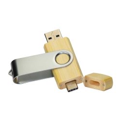 OTG Bamboo Swivel USB Flash Drives 32GB Type C