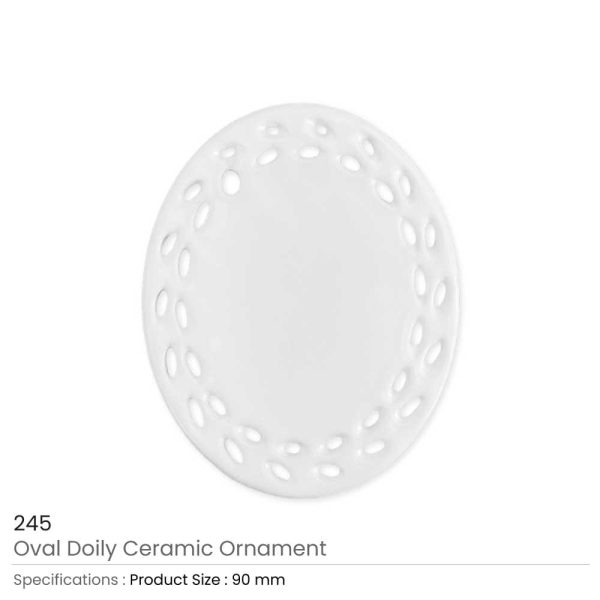 Branded Oval Doily Ceramic Ornaments