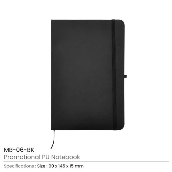 PU-Leather-Notebook-MB-06-BK-600x600-1.jpg PU Leather Promotional Notebooks A6 Sized