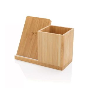 Bamboo pen holder with charger | Eco Friendly Gift Items