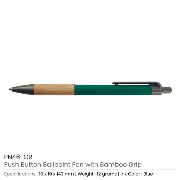 Pen-with-Bamboo-Grip-PN46-GR-600x600-1.jpg Push Button Ballpoint Pens with Bamboo Grip