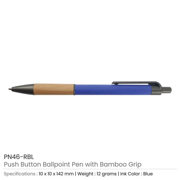 Pen-with-Bamboo-Grip-PN46-RBL-600x600-1.jpg Push Button Ballpoint Pens with Bamboo Grip