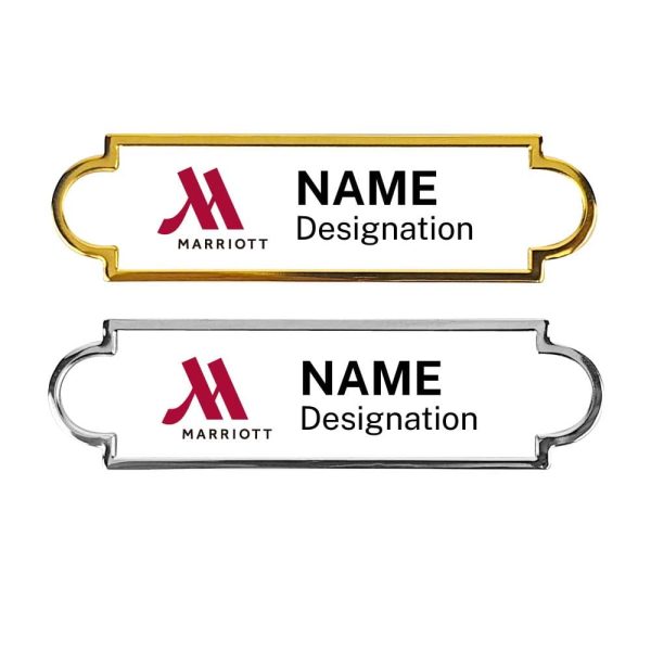 Metal Name Badges in Gold and Silver Colors - Border
