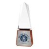Tower Shaped Crystal Awards with Wooden Base