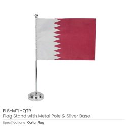 Flag with Metal Pole & Silver Plated Plastic Base