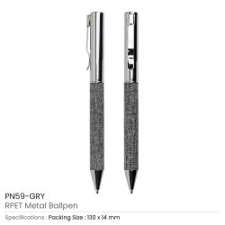 RPET Metal Ball Pens, Twist Action Mechanism, Blue Ink