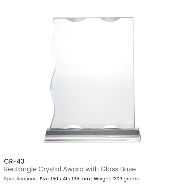 Rectangle Crystal Awards with Glass base & Box