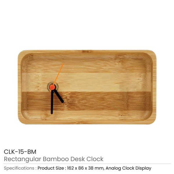 Eco-Friendly Rectangular Bamboo Desk Clock