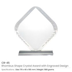 Rhombus-Shaped-Crystal-Awards-CR-45-250x250-1.jpg Rhombus Shaped Crystal Awards with Engraved Design & Box