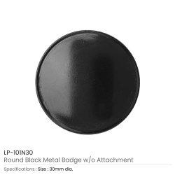 Round Black Metal Badges without Attachment