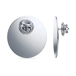 Round Flat Metal Badges – 30mm Butterfly Clutch or No Attachment