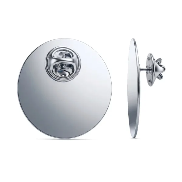 Round Flat Metal Badges – 30mm Butterfly Clutch or No Attachment