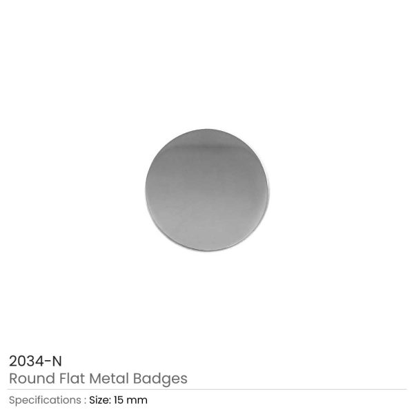 Round Flat Metal Badges 15mm