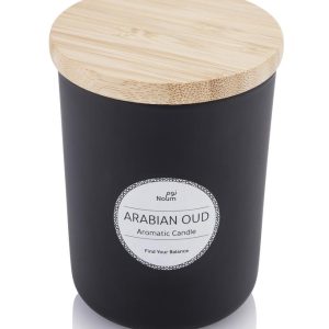 NOUM - Arabic Oudh Scented Glass Candle with Bamboo Lid - Black