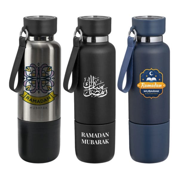 Multi-function SS Bottles, Double Wall, Base Cup, Lanyard, 500ml