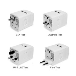 Travel Adapters with 4 types of Plug (UK, AUS, USA, EURO)