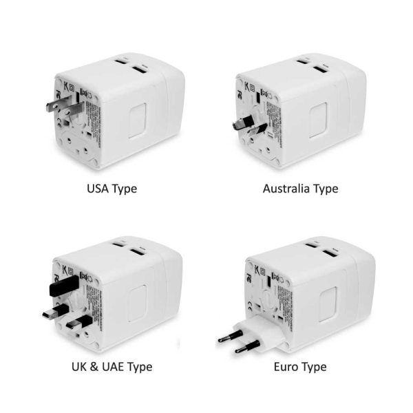 Travel Adapters with 4 types of Plug (UK, AUS, USA, EURO)