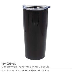 Double-Wall Travel Mugs with Clear Lid