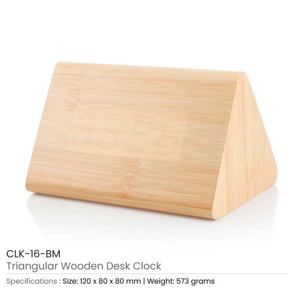 Triangular Wooden Digital Desk Clock Eco-Friendly