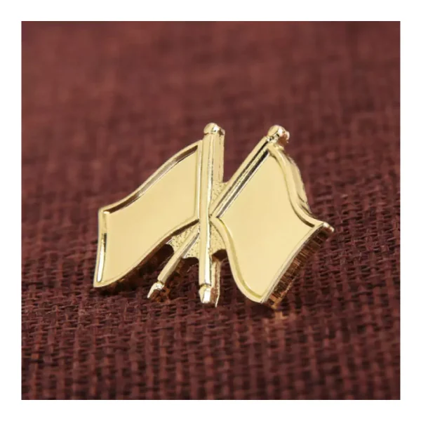 Twin Flag Metal Badges Golden Imprint Your Country Flag