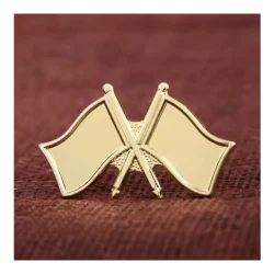 Twin Flag Metal Badges Golden Imprint Your Country Flag