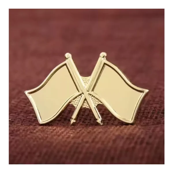 Twin Flag Metal Badges Golden Imprint Your Country Flag