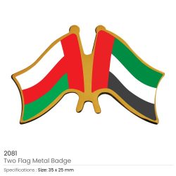 Two Promotional Flag Pin Badges