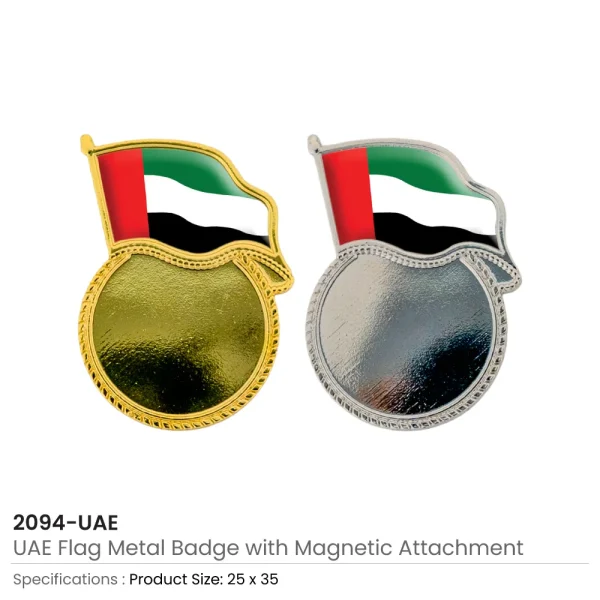 UAE Flag Design Badges with Magnet Attachment