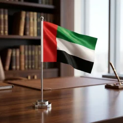 Flag with Metal Pole & Silver Plated Plastic Base