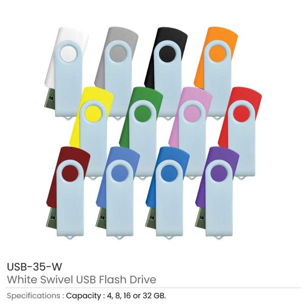 White swivel USB | Promotional White USB Flash