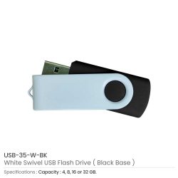 White swivel USB | Promotional White USB Flash