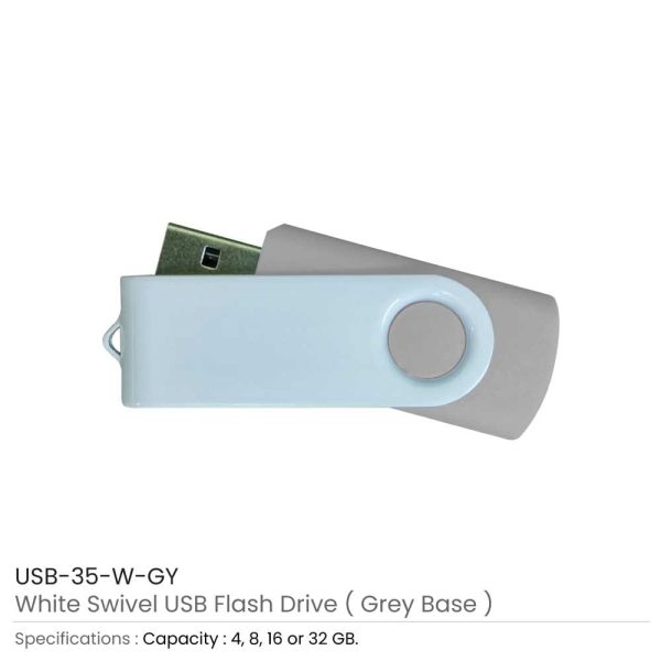 White swivel USB | Promotional White USB Flash