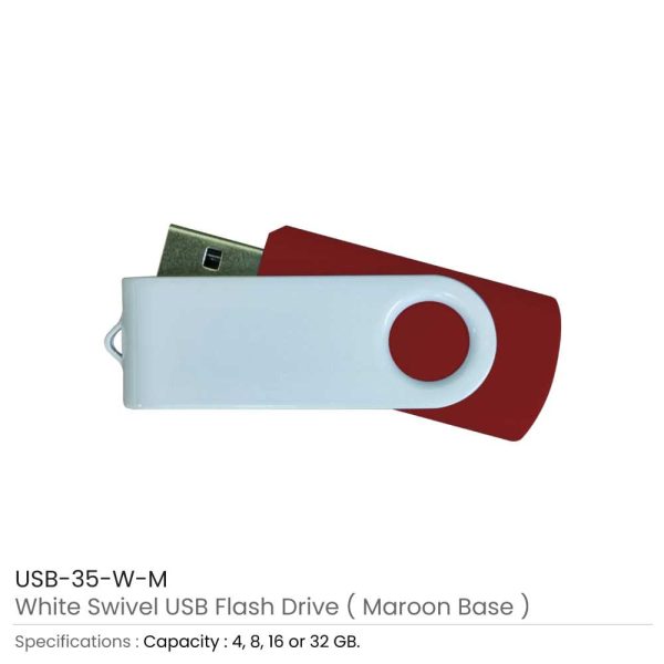 White swivel USB | Promotional White USB Flash