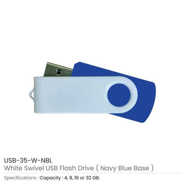 White swivel USB | Promotional White USB Flash