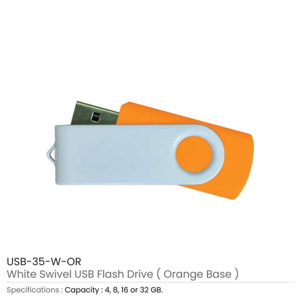 White swivel USB | Promotional White USB Flash
