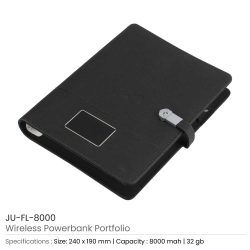 Wireless Powerbank Portfolio with USB & Light up Logo