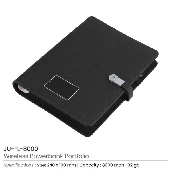 Wireless Powerbank Portfolio with USB & Light up Logo