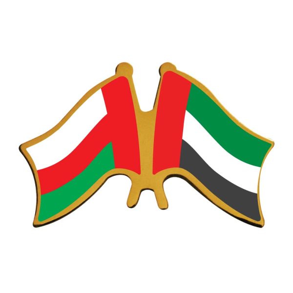 Two Promotional Flag Pin Badges
